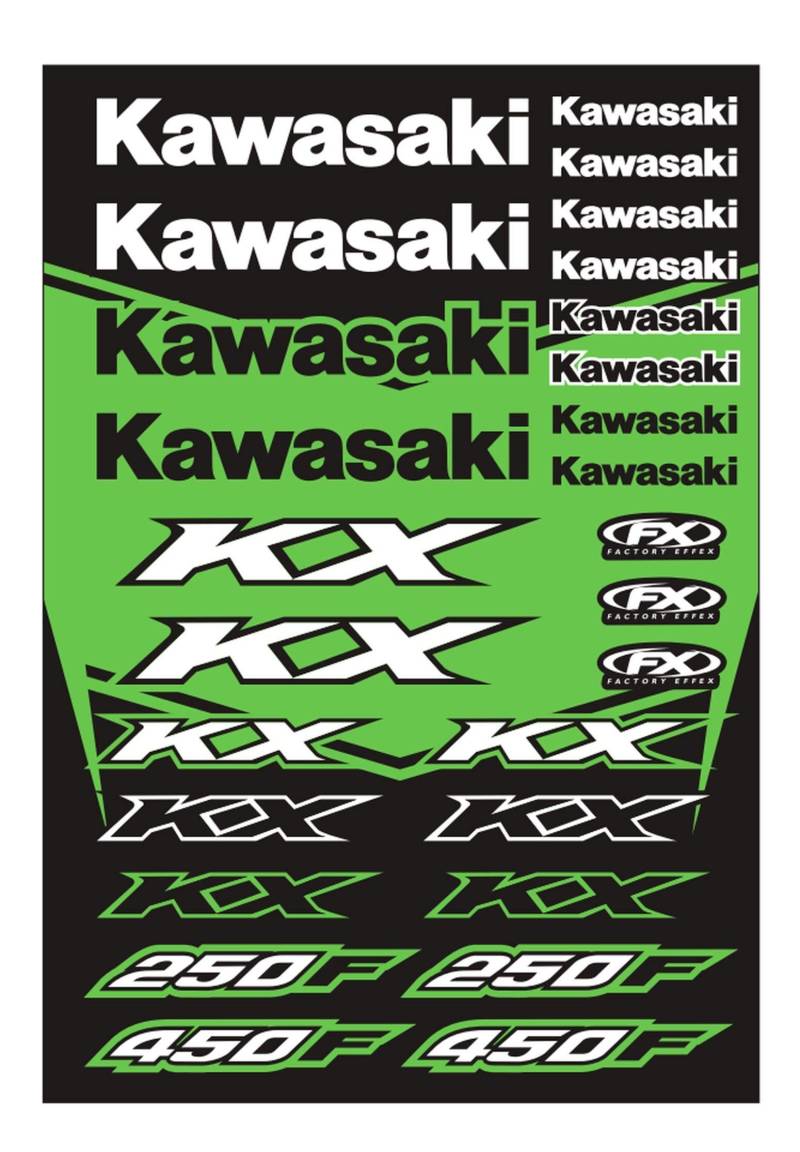 Kawasaki KX250F KX450F MX Enduro Motocross Aufkleber Set vorgestanzt 33x48cm von Factory Effex