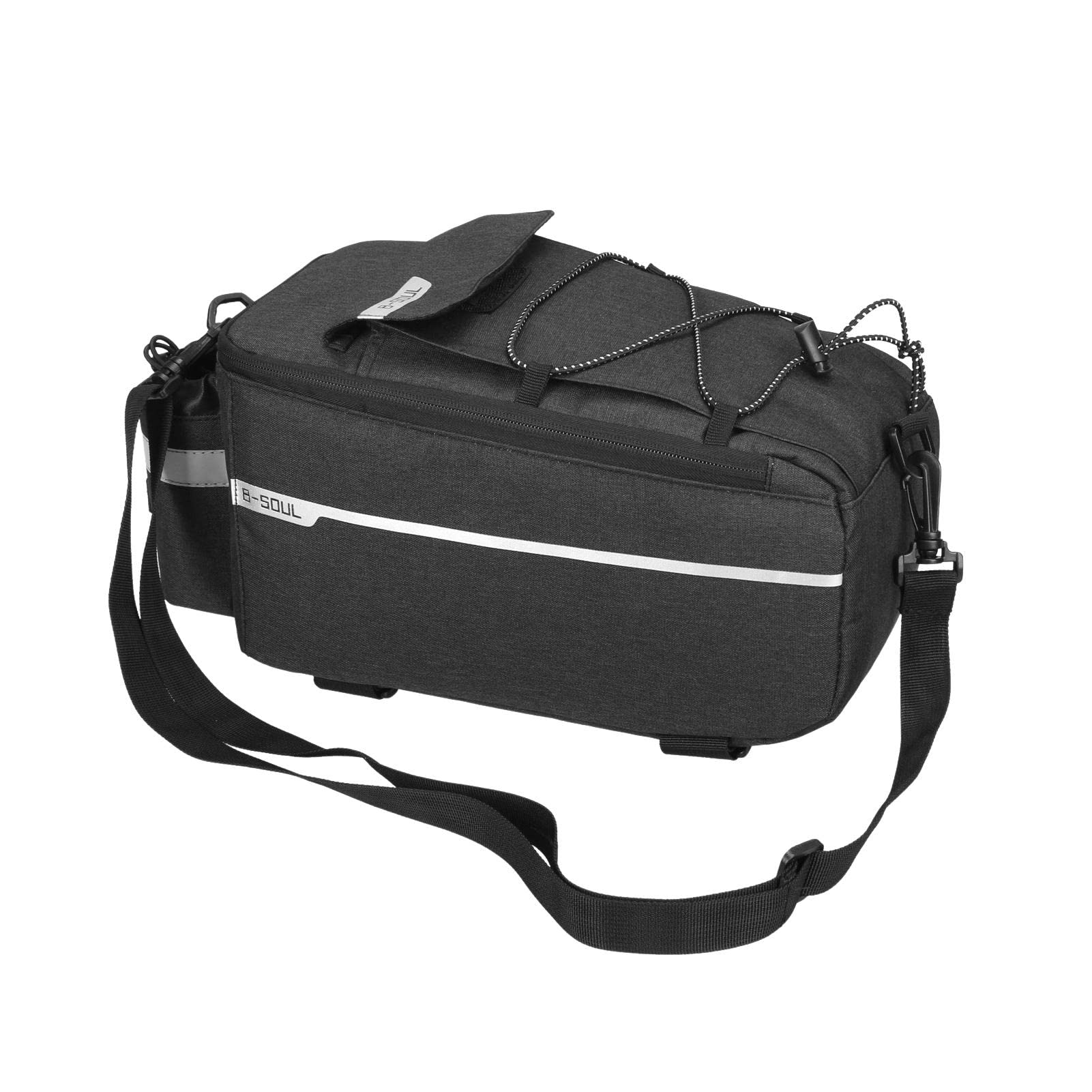 Facynde Fahrrad Gepäckträgertasche, Reflektierende Gepäckträgertasche, Gepäckträgertasche für Gepäckträgertasche Neu (Schwarz) mit doppeltem Reißverschluss und Schulterriemen mit Mehreren Taschen von Facynde
