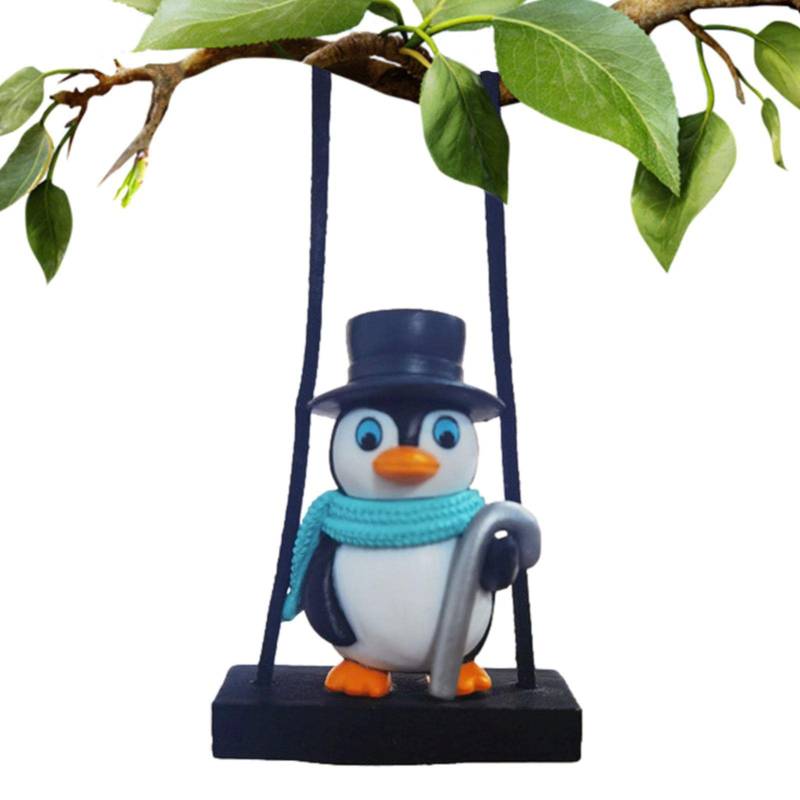 Schwingendes Pinguin-Auto - Rückspiegel lustig Harz Ornament Anhänger - Lustige Pinguin-Schaukelverzierung für Auto-Innendekorationszubehör Facynde von Facynde