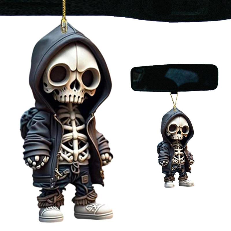 Skelett-Schaukel-Auto-Ornament - Acryl-Skelett-Figuren, Auto-Spiegel-Schaukel-Anhänger | Tragbares Taschenzubehör für Halloween-Partygeschenke Facynde von Facynde