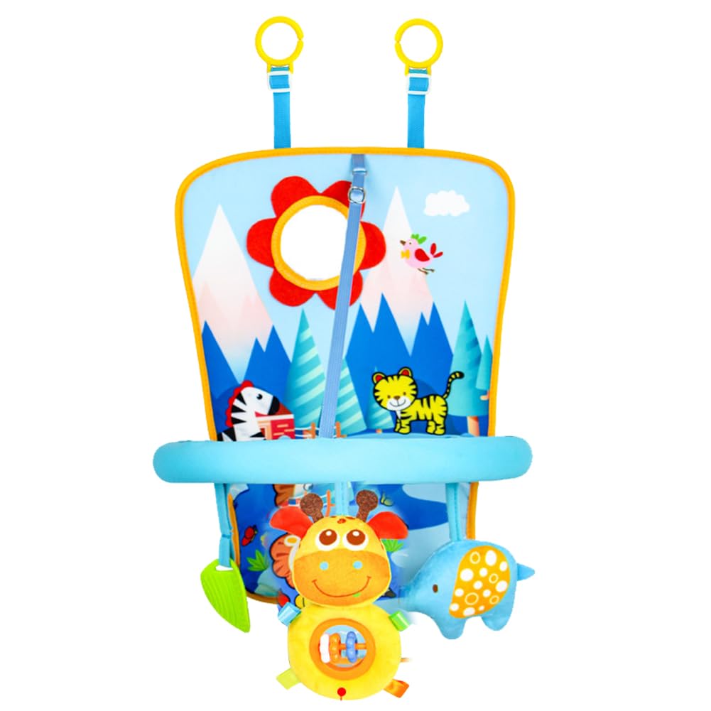 Baby-Autositz-Spielzeug, verstellbar, nach hinten gerichteter Autositz, Aktivitätsspielzeug, sensorisches Sitzspielzeug mit Spiegel, Auto-Reise-Aktivitätszentrum, Spiel- und Kick-Auto-Spielzeug für von Fadcaer