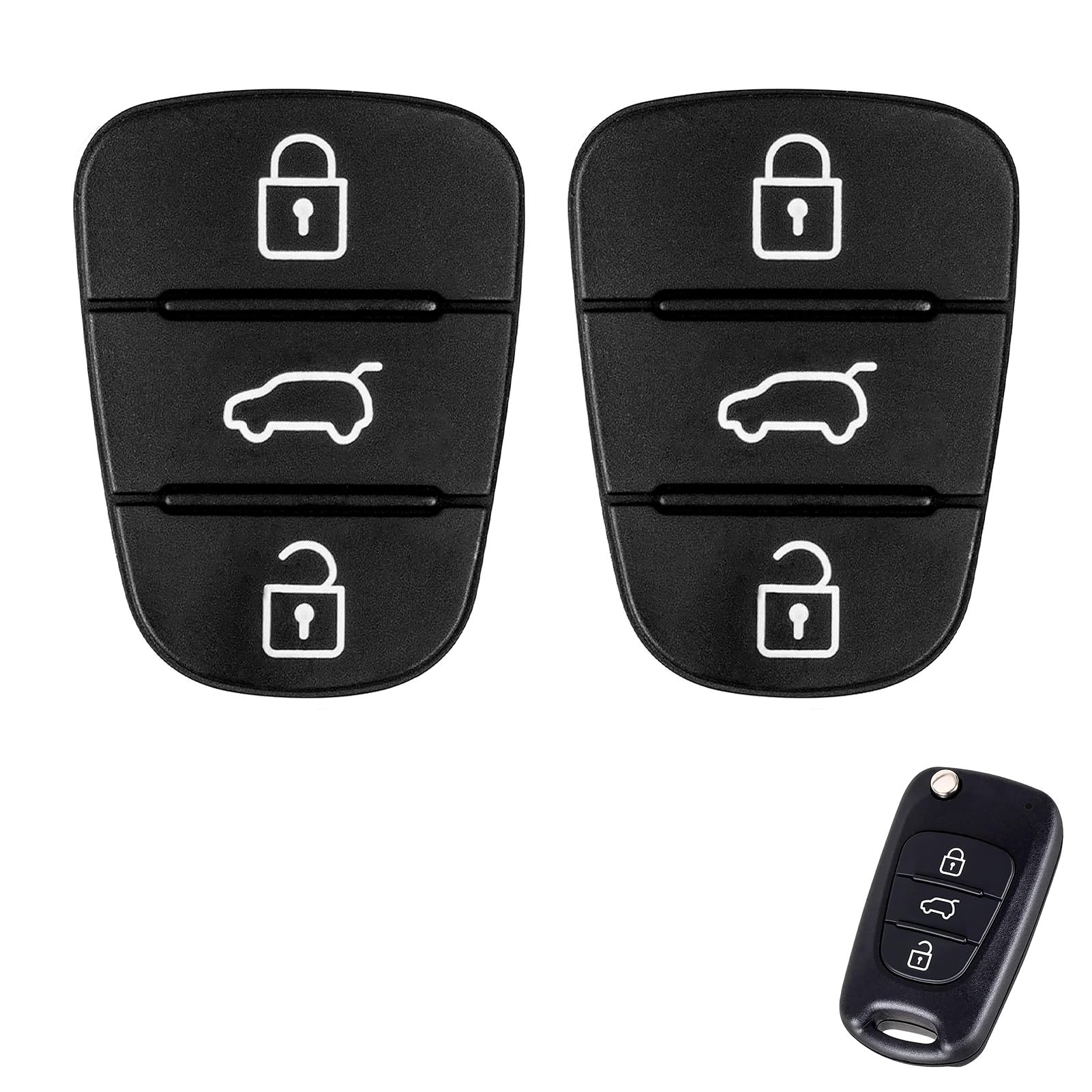 2 Stück Autoschlüssel Tastenfeld 3 Tasten, Kompatibel mit Hyundai i10, i20, i30, ix35, Kia Sportage, Ceed und Mehr Ersatz Tastenfeld Gummi Schlüssel Gehäuse Auto Fernbedienung Schlüsselgehäuse Schwarz 2 Stück Autoschlüssel Tastenfeld 3 Tasten, Kompatibel mit Hyundai i10, i20, i30, ix35, Kia Sportage, Ceed und Mehr Ersatz Tastenfeld Gummi Schlüssel Gehäuse Auto Fernbedienung Schlüsselgehäuse Schwarz von meukcez