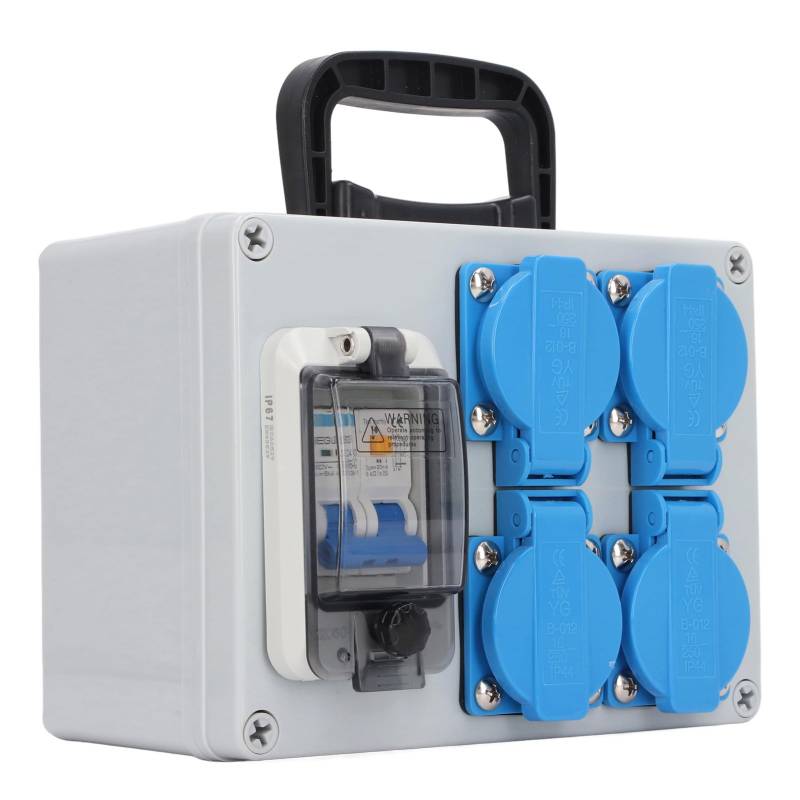 4 Sockets Im Europäischen Stil 250V 16A ABS -Sockelbox mit RCBO RCD -Modus 1p+N Switch, IP44 -Leistungsschalter für Gärten, Garagen, Badezimmer, Baustellen von Fafeicy