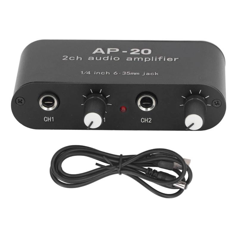 Fafeicy Zweikanal-Sound-Vorverstärker, 1/4 Zoll, 6,35 Mm, 0 Bis 20 DB Verstärkung, Sound-Verstärker für Mikrofon-Instrumente, DC 5 V, 12 V von Fafeicy