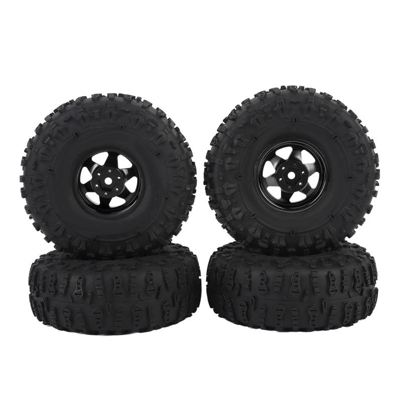 Fafeims RC Crawler -Reifenset, 1,9 -Zoll -Gummireifen mit Metall -Hex -Hub -Hub -Felgen für Axiale SCX10 Redcat D90, 4PCS -Reifen für Gesteinskriechschlammsand (4,8x1.9in) (Black) von Fafeims