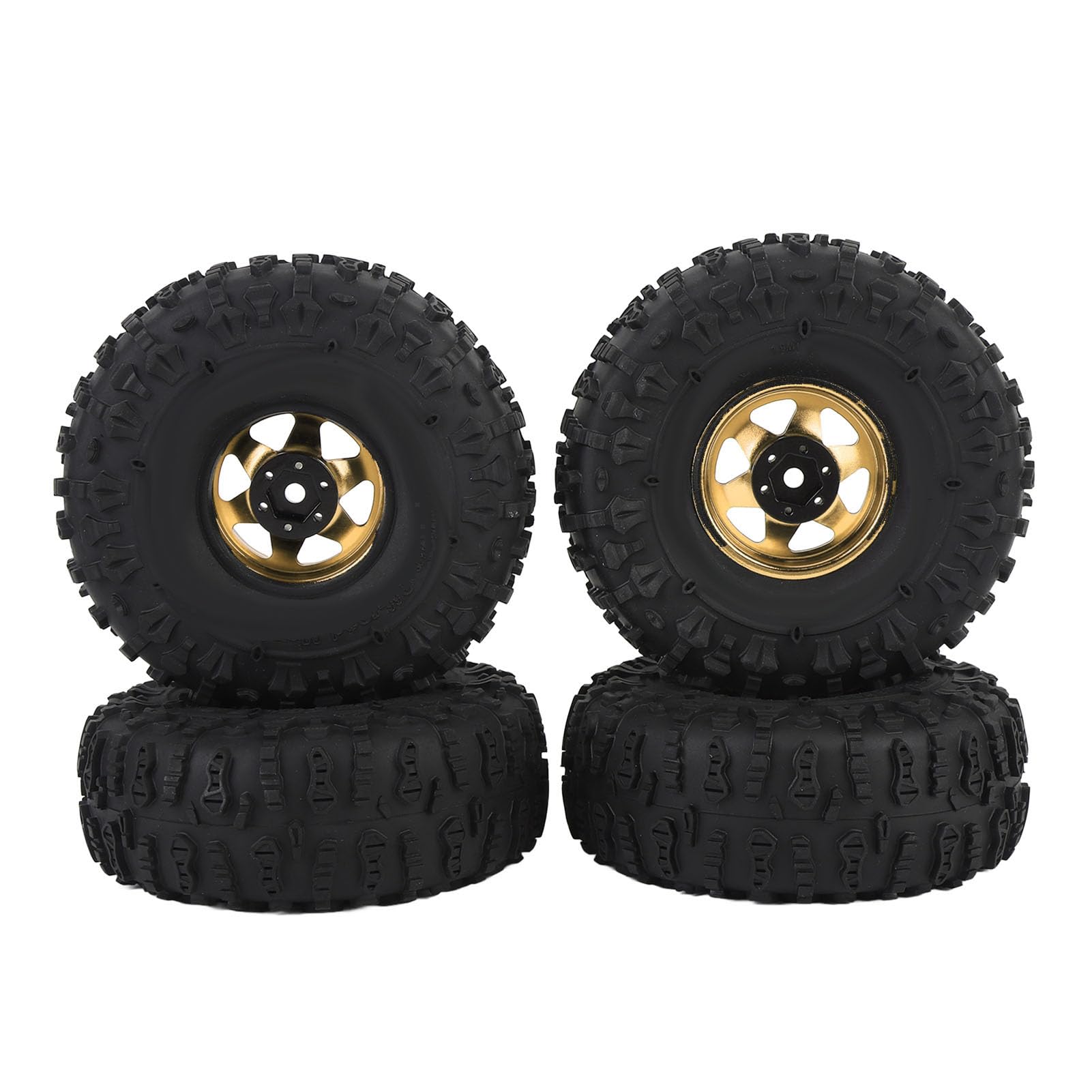 Fafeims RC Crawler -Reifenset, 1,9 -Zoll -Gummireifen mit Metall -Hex -Hub -Hub -Felgen für Axiale SCX10 Redcat D90, 4PCS -Reifen für Gesteinskriechschlammsand (4,8x1.9in) (Gold) von Fafeims