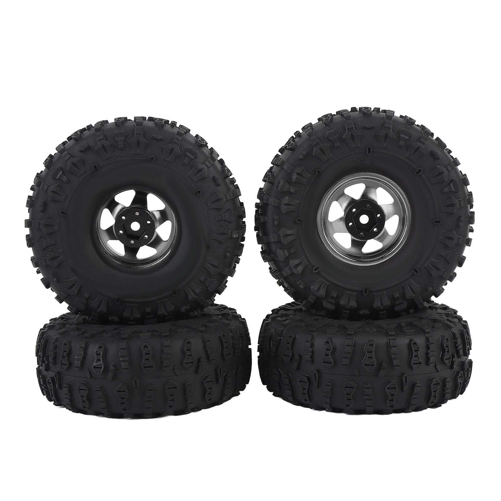 Fafeims RC Crawler -Reifenset, 1,9 -Zoll -Gummireifen mit Metall -Hex -Hub -Hub -Felgen für Axiale SCX10 Redcat D90, 4PCS -Reifen für Gesteinskriechschlammsand (4,8x1.9in) (Ti-Farbe) von Fafeims