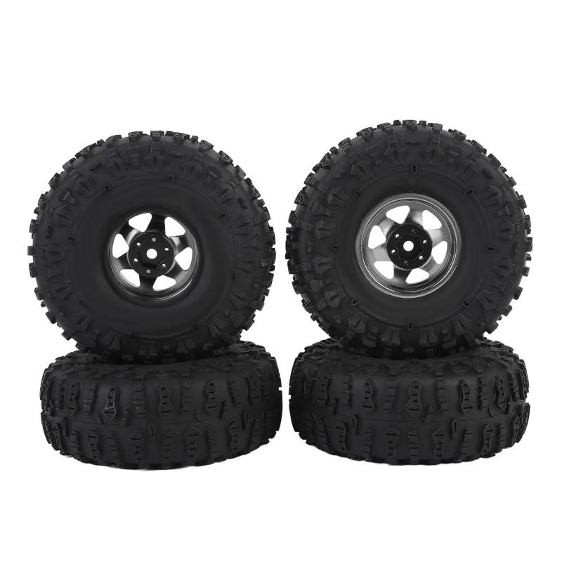 Fafeims RC Crawler -Reifenset, 1,9 -Zoll -Gummireifen mit Metall -Hex -Hub -Hub -Felgen für Axiale SCX10 Redcat D90, 4PCS -Reifen für Gesteinskriechschlammsand (4,8x1.9in) (Ti-Farbe) von Fafeims