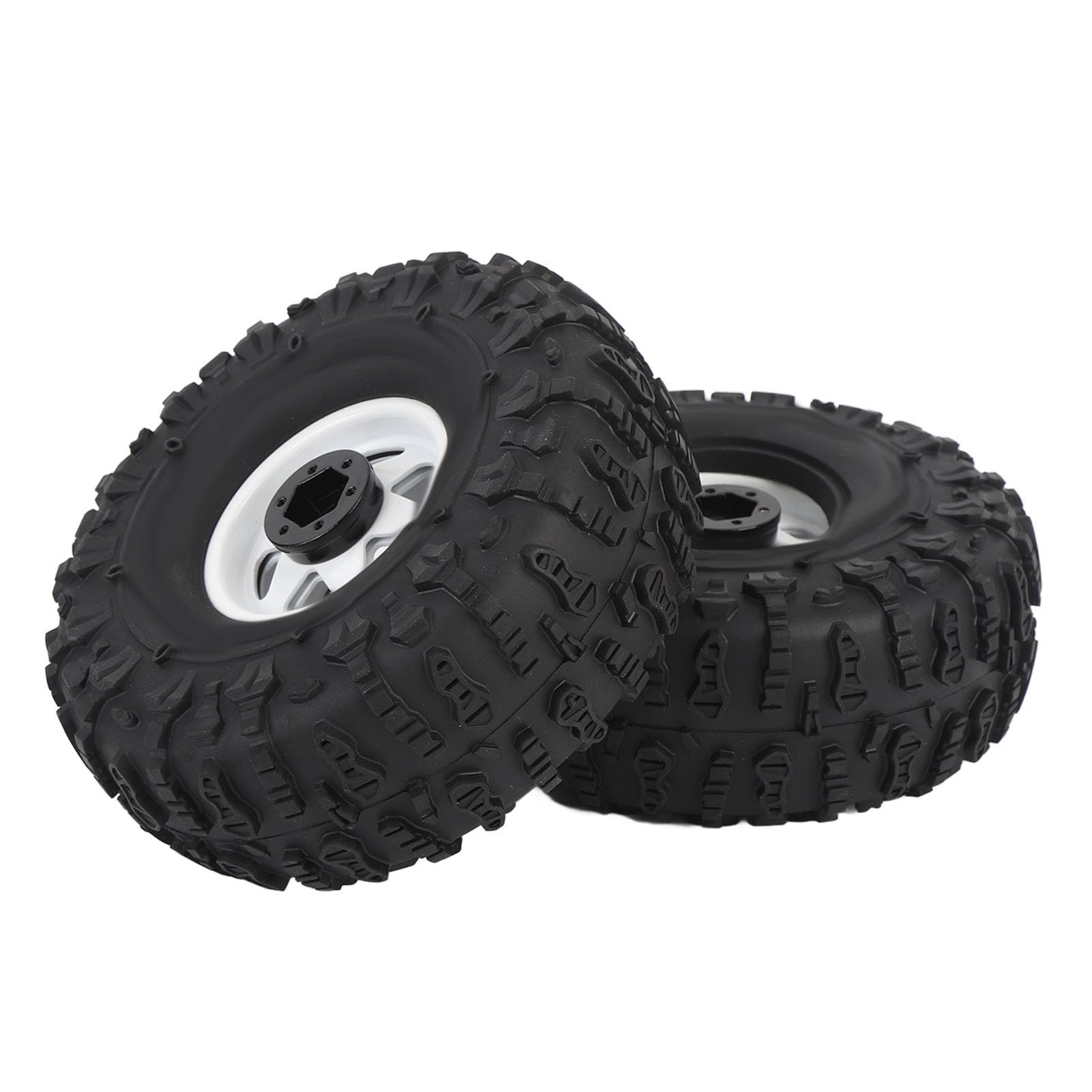 Fafeims RC Crawler -Reifenset, 1,9 -Zoll -Gummireifen mit Metall -Hex -Hub -Hub -Felgen für Axiale SCX10 Redcat D90, 4PCS -Reifen für Gesteinskriechschlammsand (4,8x1.9in) (White) von Fafeims