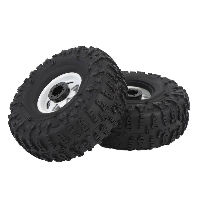 Fafeims RC Crawler -Reifenset, 1,9 -Zoll -Gummireifen mit Metall -Hex -Hub -Hub -Felgen für Axiale SCX10 Redcat D90, 4PCS -Reifen für Gesteinskriechschlammsand (4,8x1.9in) (White) von Fafeims