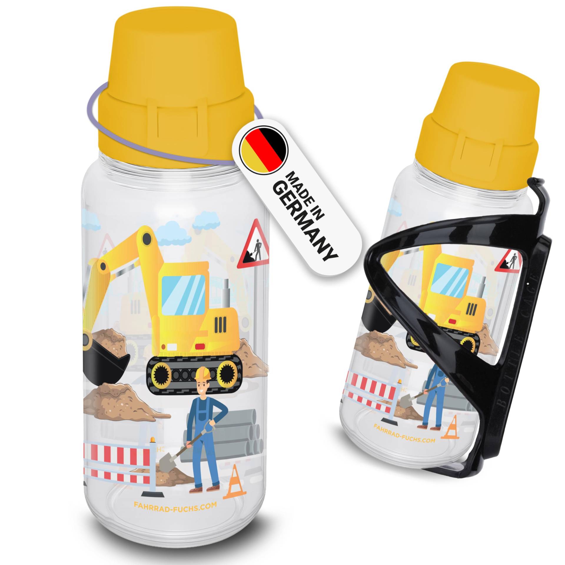 Fahrradflasche Kinder mit Halterung - Bagger - Trinkflasche Fahrrad, Flaschenhalter Fahrrad, Fahrrad Trinkflasche, Getränkehalter Fahrrad, Fahrrad Flaschenhalter, Trinkflaschenhalter Fahrrad Fahrradflasche Kinder mit Halterung - Bagger - Trinkflasche Fahrrad, Flaschenhalter Fahrrad, Fahrrad Trinkflasche, Getränkehalter Fahrrad, Fahrrad Flaschenhalter, Trinkflaschenhalter Fahrrad von Fahrrad Fuchs