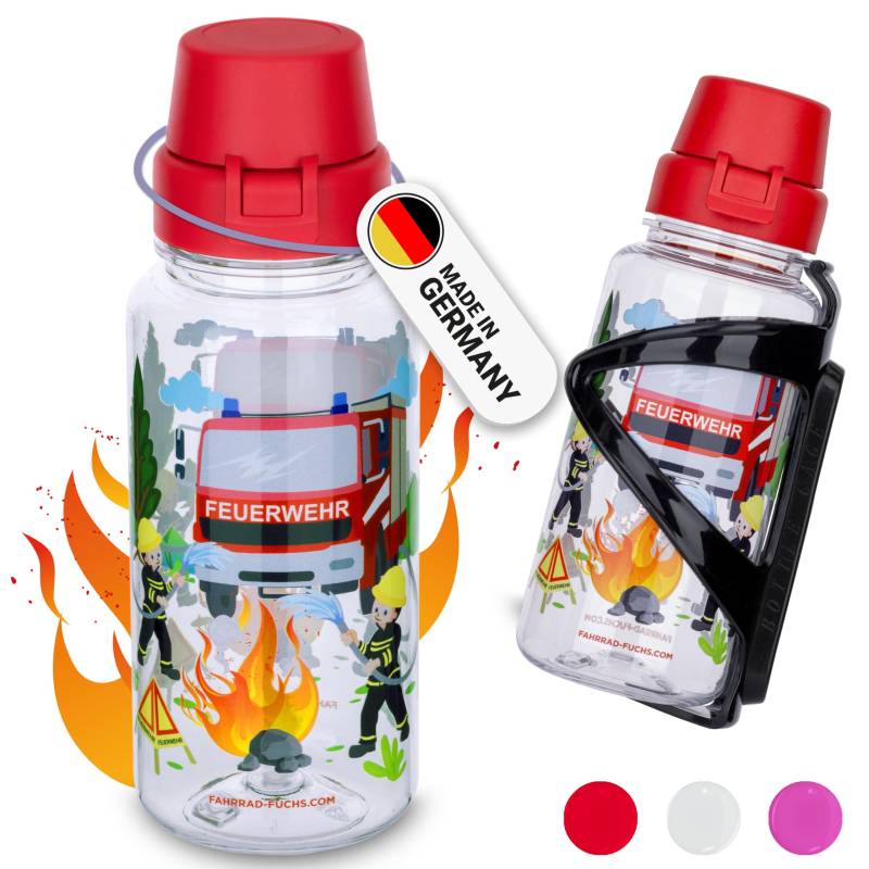 Fahrradflasche Kinder mit Halterung - Feuerwehr - Trinkflasche Fahrrad, Flaschenhalter Fahrrad, Fahrrad Trinkflasche, Getränkehalter Fahrrad, Fahrrad Flaschenhalter, Trinkflaschenhalter Fahrrad von Fahrrad Fuchs