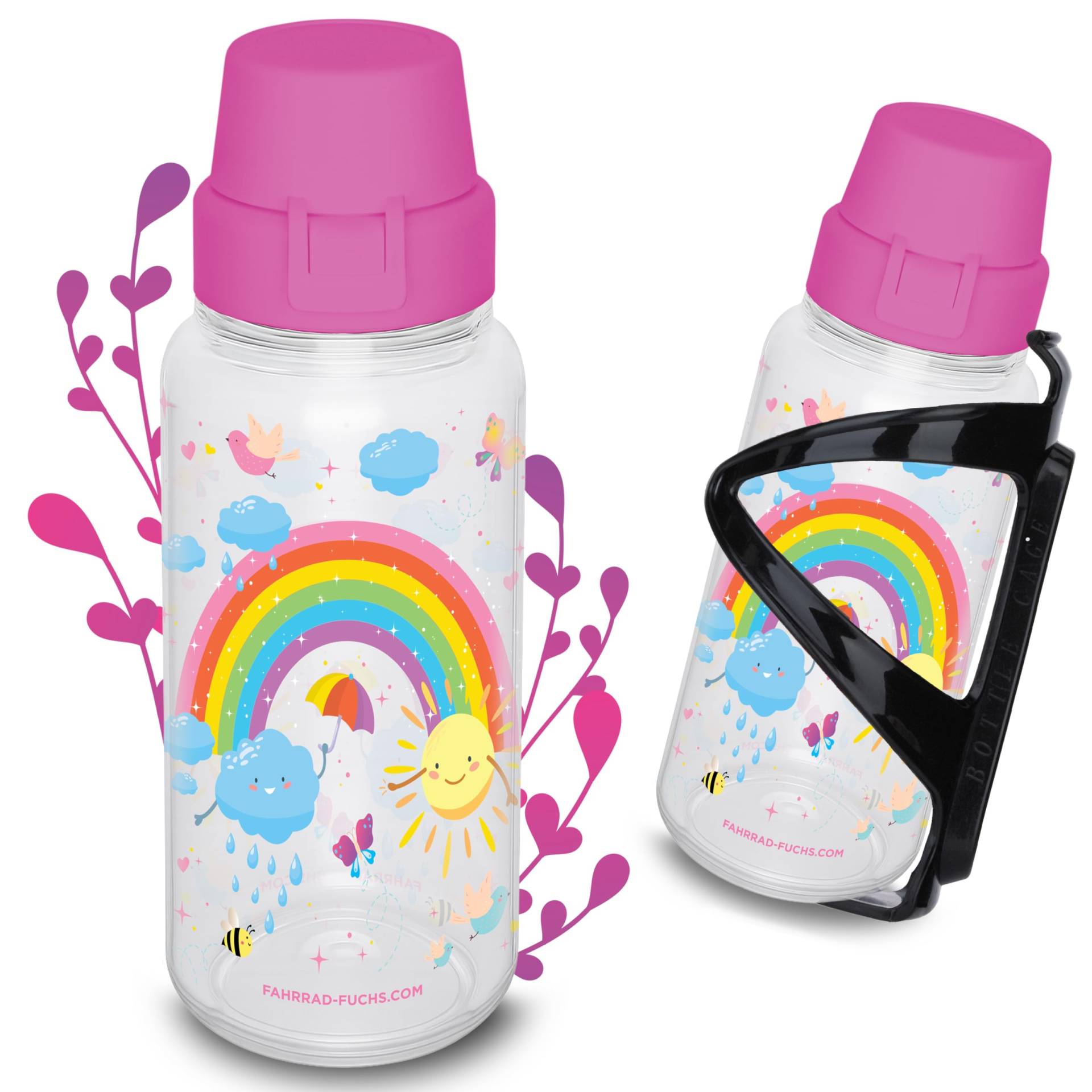 Fahrradflasche Kinder mit Halterung - Regenbogen - Trinkflasche Fahrrad, Flaschenhalter Fahrrad, Fahrrad Trinkflasche, Getränkehalter Fahrrad, Fahrrad Flaschenhalter, Trinkflaschenhalter Fahrrad Fahrradflasche Kinder mit Halterung - Regenbogen - Trinkflasche Fahrrad, Flaschenhalter Fahrrad, Fahrrad Trinkflasche, Getränkehalter Fahrrad, Fahrrad Flaschenhalter, Trinkflaschenhalter Fahrrad von Fahrrad Fuchs