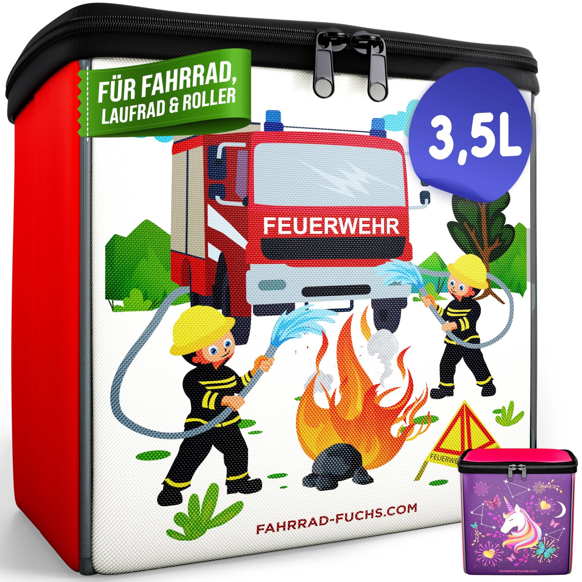 Lenkertasche Kinder - Feuerwehr Motiv - Lenkertasche Fahrrad Kinder, Fahrradkorb Kinder Vorne, Korb Laufrad, Fahrradkorb Kinderfahrrad - wasserabweisend, universell passend Lenkertasche Kinder - Feuerwehr Motiv - Lenkertasche Fahrrad Kinder, Fahrradkorb Kinder Vorne, Korb Laufrad, Fahrradkorb Kinderfahrrad - wasserabweisend, universell passend von Fahrrad Fuchs