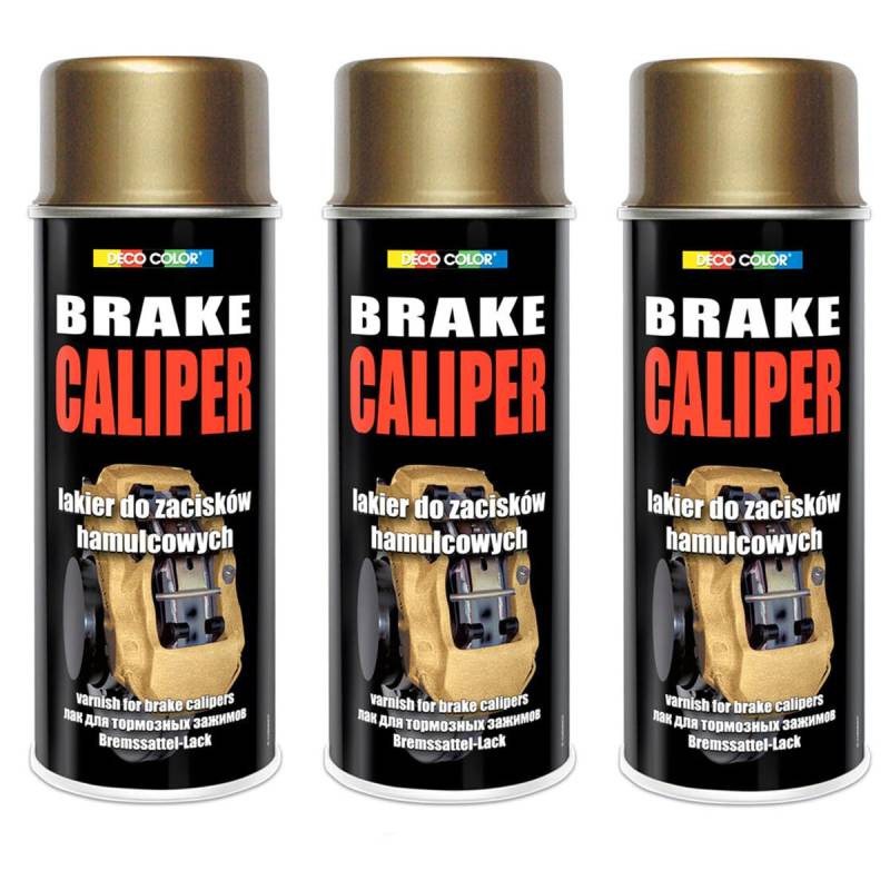 Deco Color 3er Sparpack 400ml Bremssattellack Bremssattel Farbe Gold von Deco Color