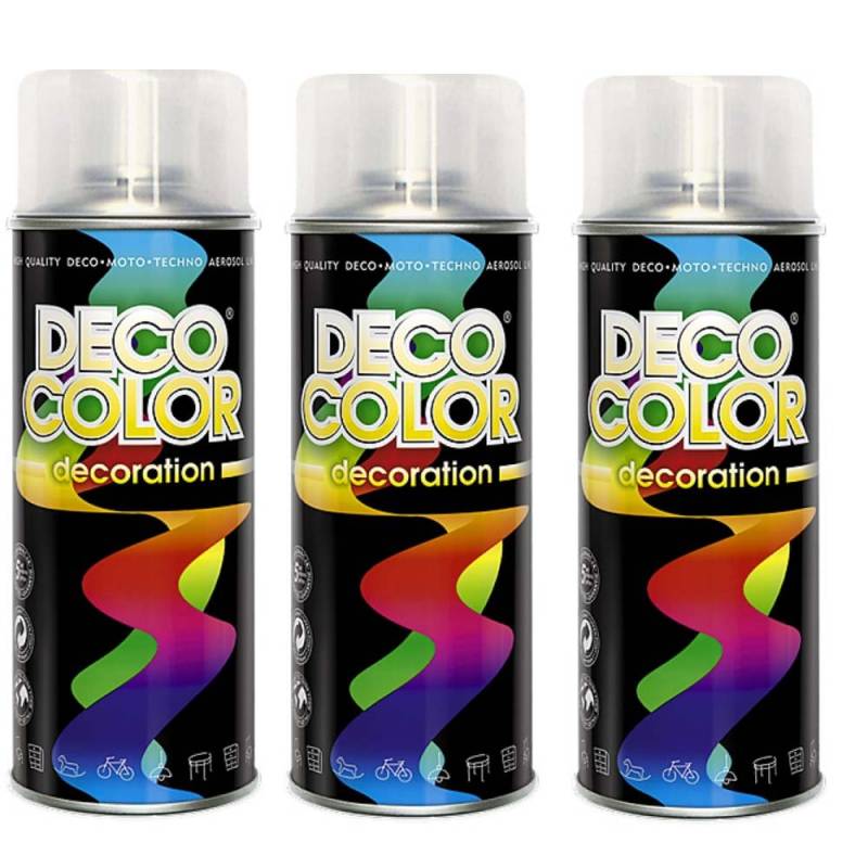 Deco Color 3er Sparpack DC Lackspray glänzend 400ml nach RAL freie Farbauswahl (3 Dosen in klarlack Glanz) von Deco Color