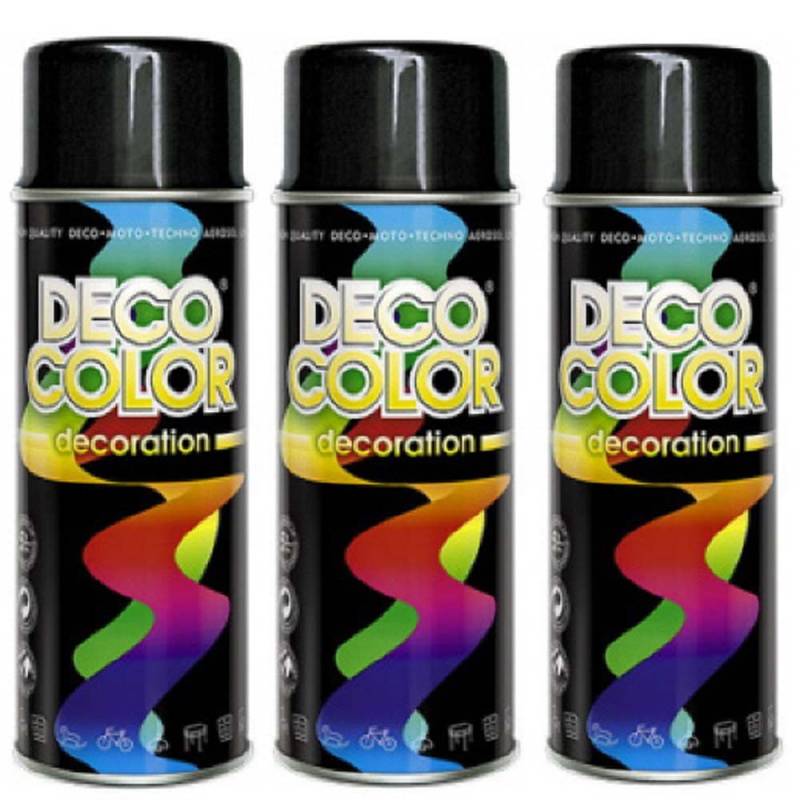 Fahrzeugteile Hoffmann 3 Stück DC Lackspray glänzend in 400ml nach RAL in der Sprühdose (3 Dosen in schwarz glanz RAL 9005) von Deco Color