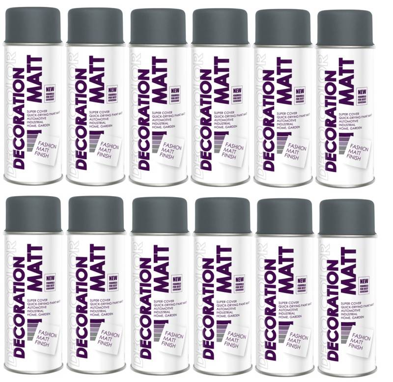 Fahrzeugteile Hoffmann 12er Sparpack DC Lackspray matt 400ml nach RAL freie Farbauswahl (12 Dosen in anthrazit MATT RAL 7016) von Fahrzeugteile Hoffmann