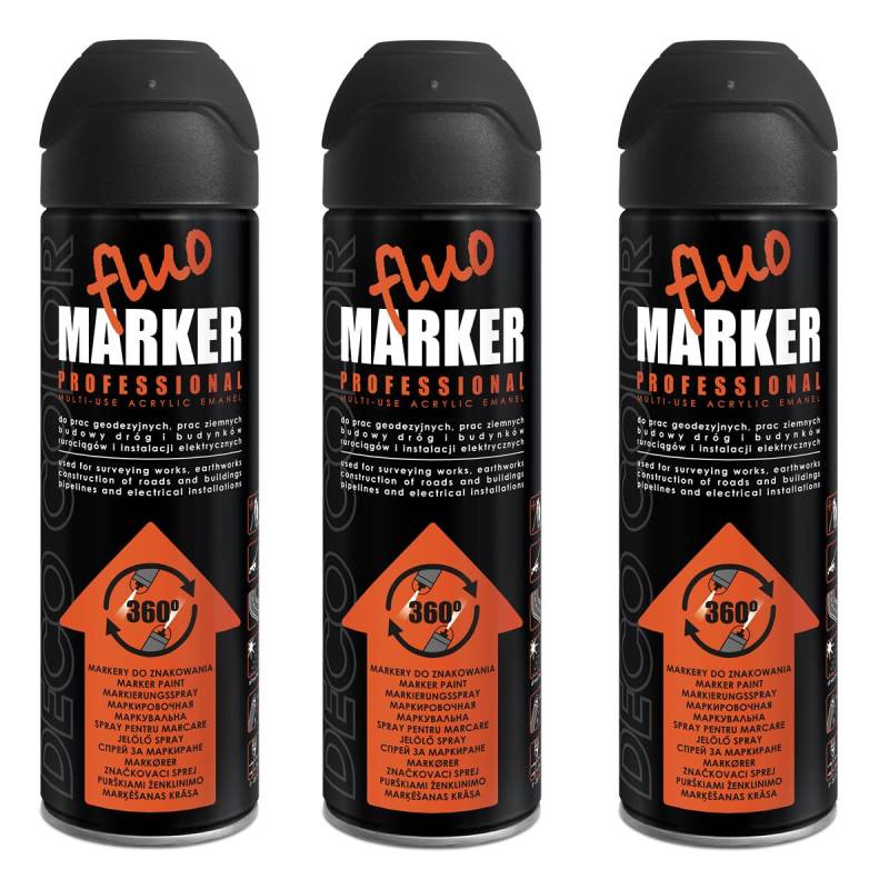 Fahrzeugteile Hoffmann 3 Stück 500ml Markierungsspray Spray Kennzeichnungsspray schwarz 14580 von Fahrzeugteile Hoffmann