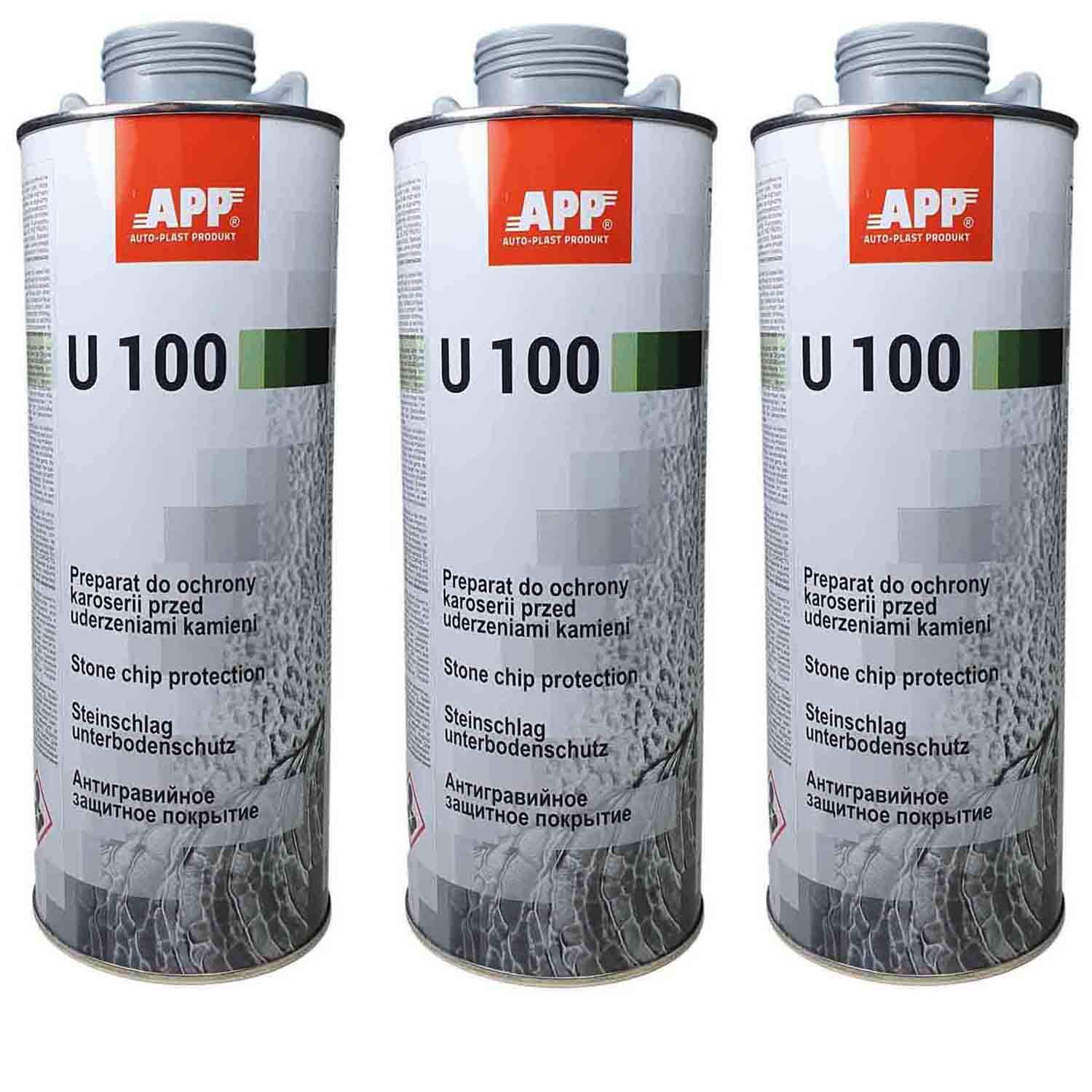 APP U100 Unterbodenschutz Schwarz oder Grau - überlackierbarer bitumenfreier Schutz für den Fahrzeug-Unterboden auf Kautschuk-Basis (3 KG UBS grau) von Fahrzeugteile Hoffmann