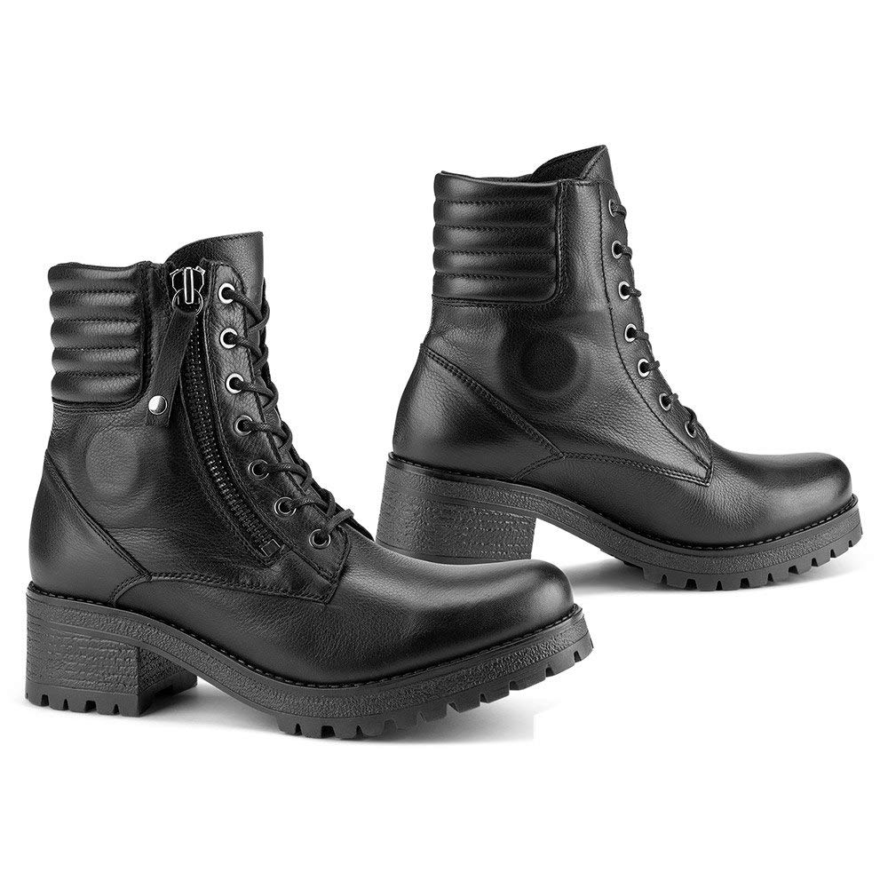 Falco Misty wasserdichte Damen-Motorradstiefel aus Leder mit Absatz – Schwarz Falco Misty wasserdichte Damen-Motorradstiefel aus Leder mit Absatz – Schwarz von FALCO
