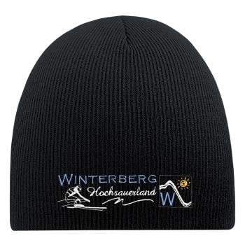 Beanie-Mütze mit Einstickung - Winterberg Hochsauerland - 55601 Schwarz von Fan-O-Menal