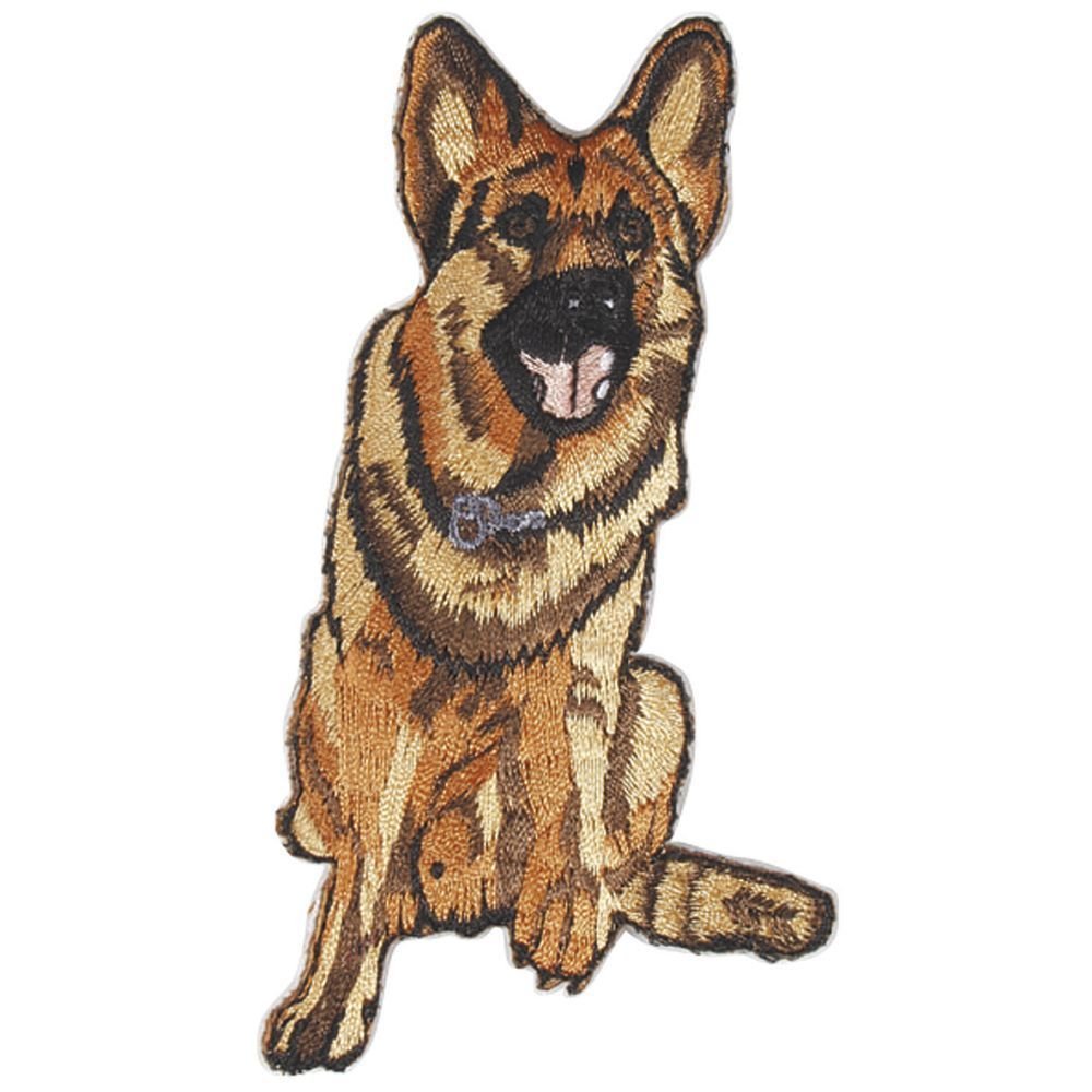 Aufnäher Applikation edles Stick-Emblem Patch - 04514 - Gr. ca. 4 x 9 cm SCHÄFERHUND von Fan-Omenal