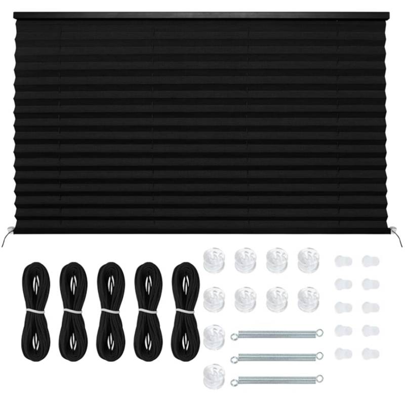 Fanfanwin Wohnmobil-Jalousien, Plissee-Schatten, Reparatur-Set, Camper-Fenster-Verdunkelung, Ersatzrollos für Reiseanhänger, Motorbus, Wohnmobil, Sichtschutz, 81,3 cm B x 61 cm L (schwarz) von Fanfanwin