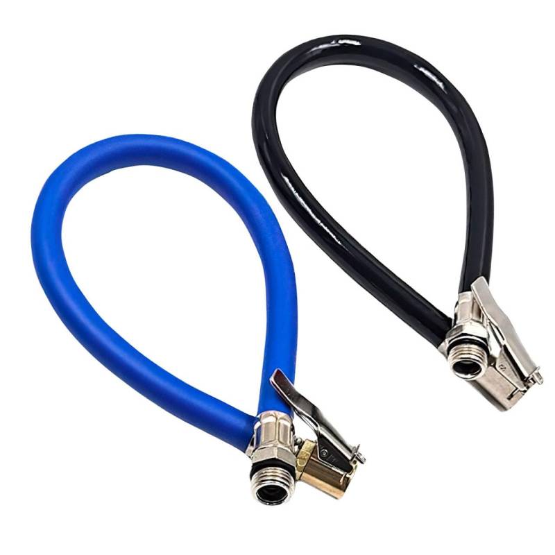 2 Stück Reifenfüller Schlauch, 12.5mm Ventilverlängerung Autoventil Adapter Schlauch Reifenfüllschlauch Ersatzschlauch,Ventilverlängerung Set für Luftpumpe, Auto, Fahrrad, Motorrad (Schwarz+Blau) von FangBoJie