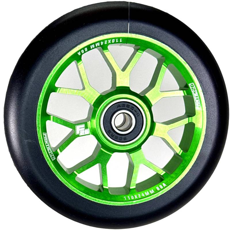 Fantic26 Spy7 Stunt Scooter Rolle I Trick I Tret I Kinder I Roller I Reifen I Rad I Ersatz I Wheel I 110mm I ABEC-11 I Schnell I Leise I Park I Street (Grün/PU Schwarz) von Fantic26