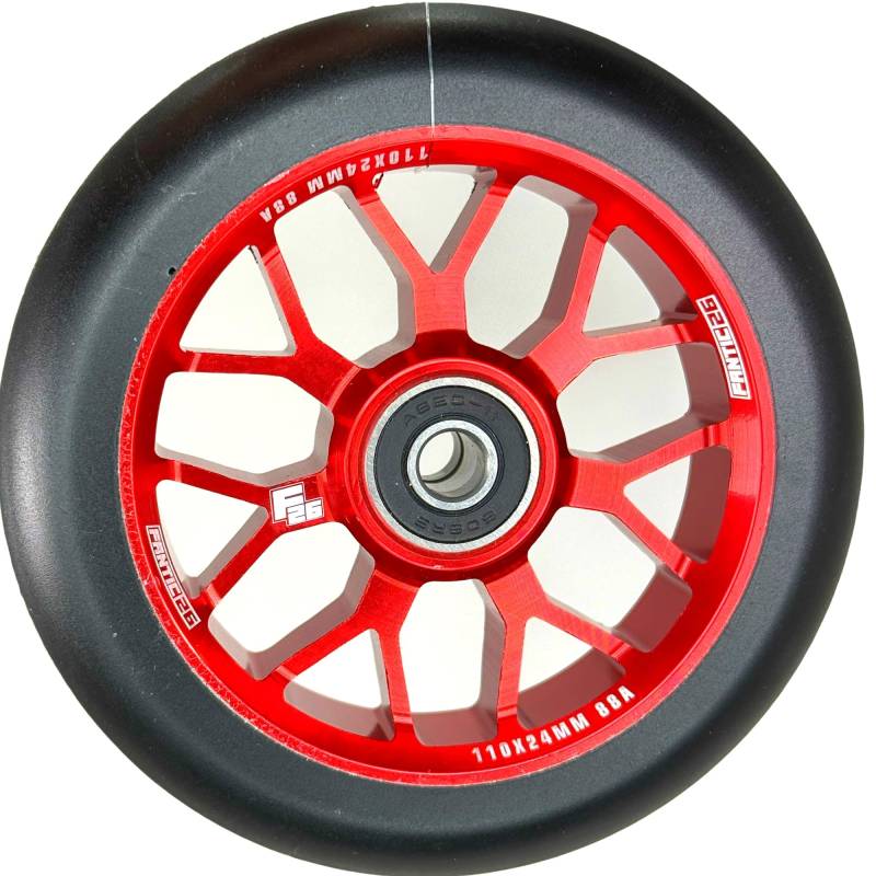 Fantic26 Spy7 Stunt Scooter Rolle I Trick I Tret I Kinder I Roller I Reifen I Rad I Ersatz I Wheel I 110mm I ABEC-11 I Schnell I Leise I Park I Street (Rot/PU Schwarz) von Fantic26