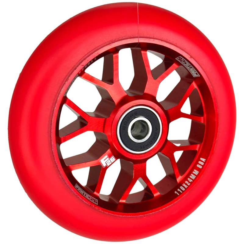Fantic26 Spy7 Stunt Scooter Rolle I Trick I Tret I Kinder I Roller I Wheel I 110mm I ABEC 11 I Schnell I Leise I Freestyle (Rot/Pu Rot) von Fantic26