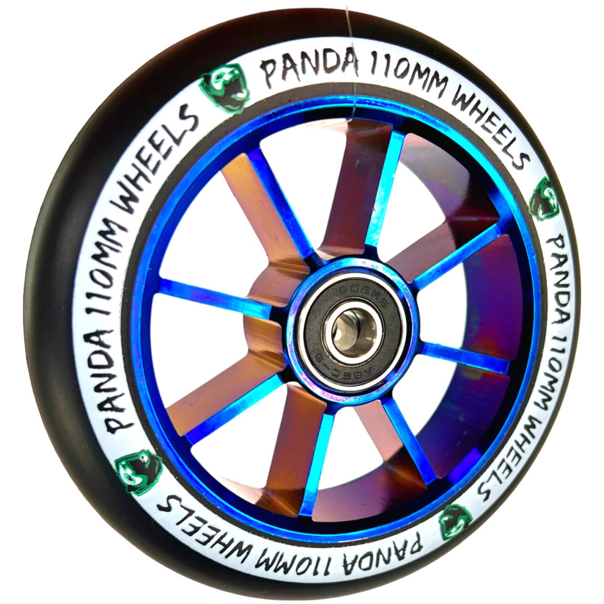 Fantic26 Sticker + Panda Spoked V2 Stunt-Scooter Park-Trick-Tret-Roller Ersatz-Rad-Rolle (110mm Blau-Chrom) von Fantic26