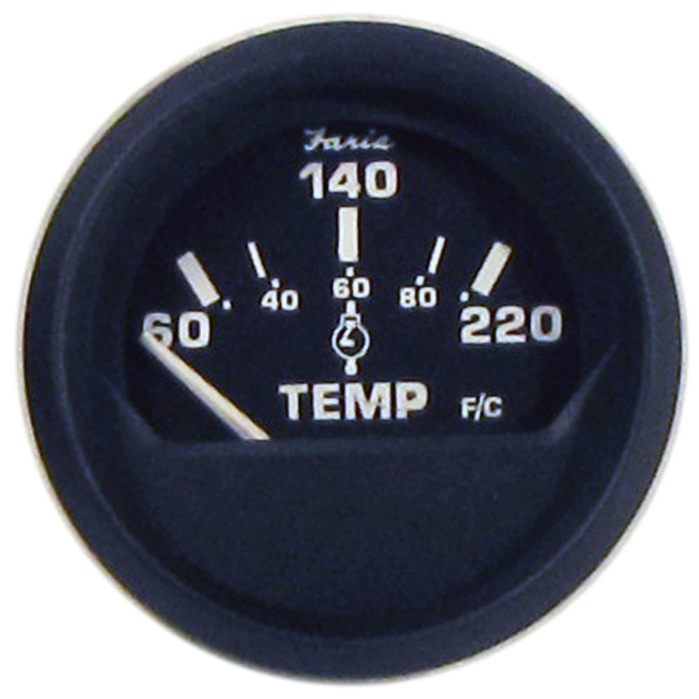 Faria Euro-Temperaturmessgerät mit Zylinderkopf, 5,1 cm, Schwarz (60 bis 104.4 °C) mit Sender von Faria Beede Instruments