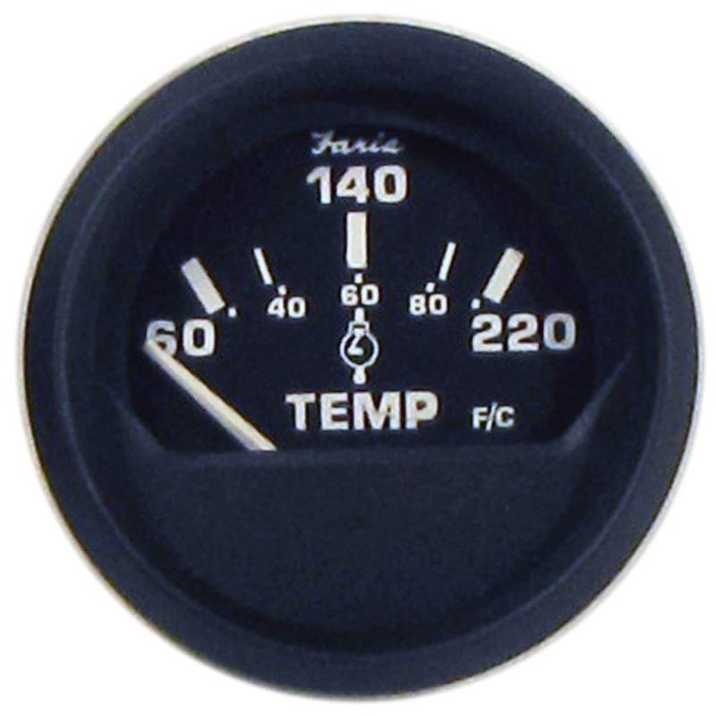 Faria Euro-Temperaturmessgerät mit Zylinderkopf, 5,1 cm, Schwarz (60 bis 104.4 °C) mit Sender von Faria Beede Instruments