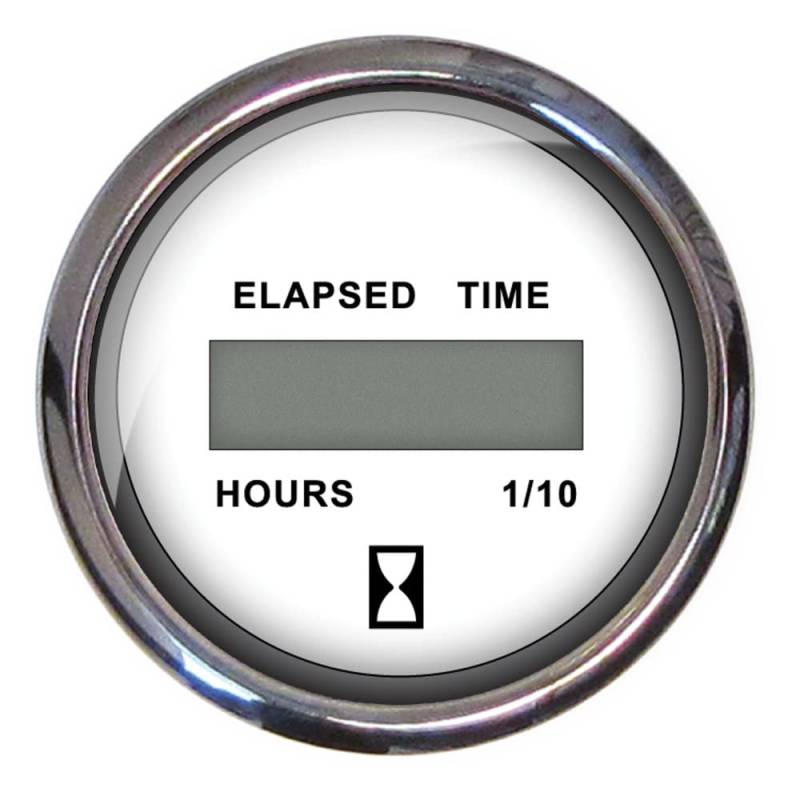 Faria Chesapeake 13815 Digitaler Stundenzähler aus Edelstahl (12-32 VDC) – 5,1 cm, Weiß von Faria