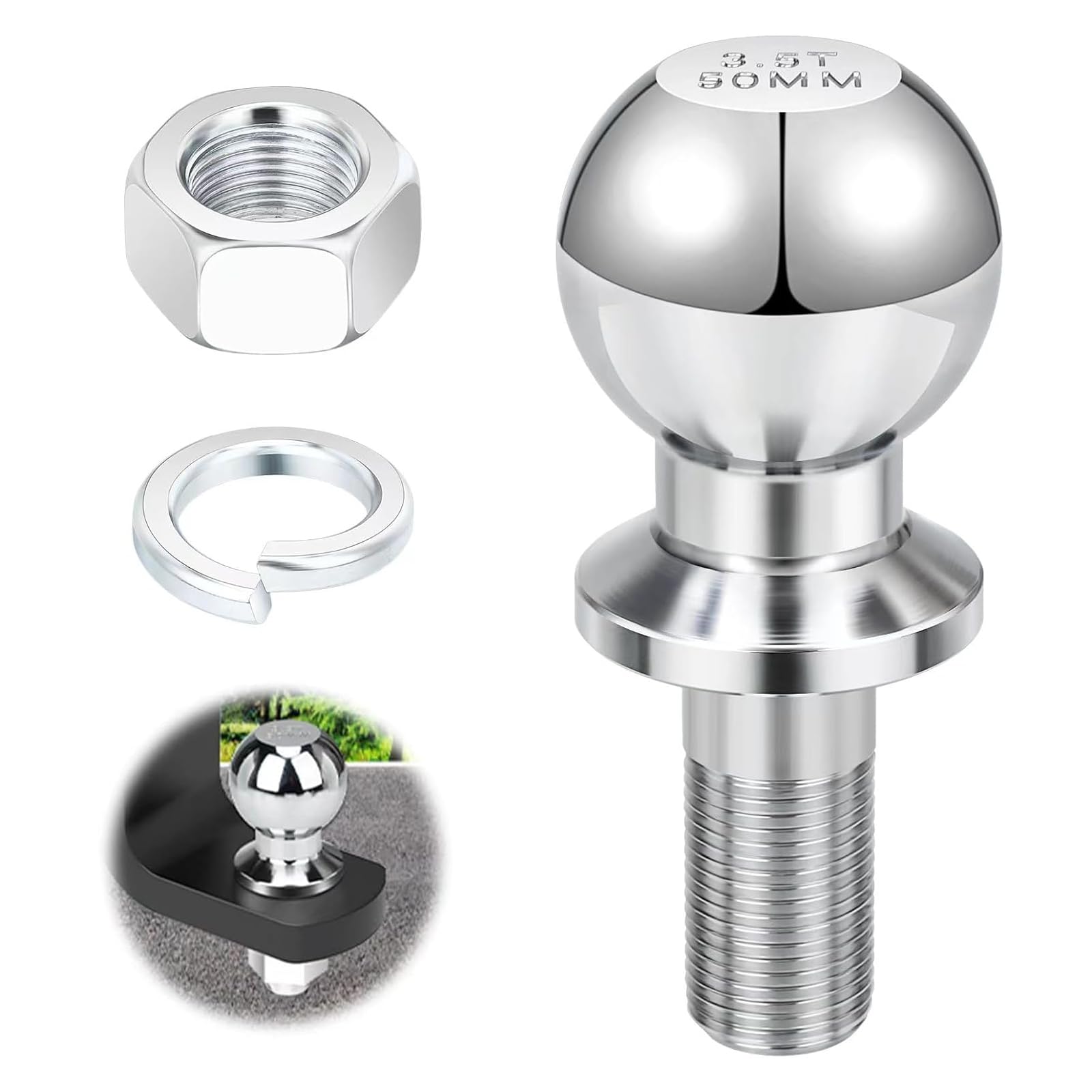 Kugelkopf Anhängerkupplung, 50mm 3.5T Anhängerkupplungskugel Anhängerkupplungen, Ø22mm Anhängerkupplung Traktor, Kugelkopf Ackerschiene für Traktor Quad ATV Kugelkopf Anhängerkupplung, 50mm 3.5T Anhängerkupplungskugel Anhängerkupplungen, Ø22mm Anhängerkupplung Traktor, Kugelkopf Ackerschiene für Traktor Quad ATV von Farnirvana