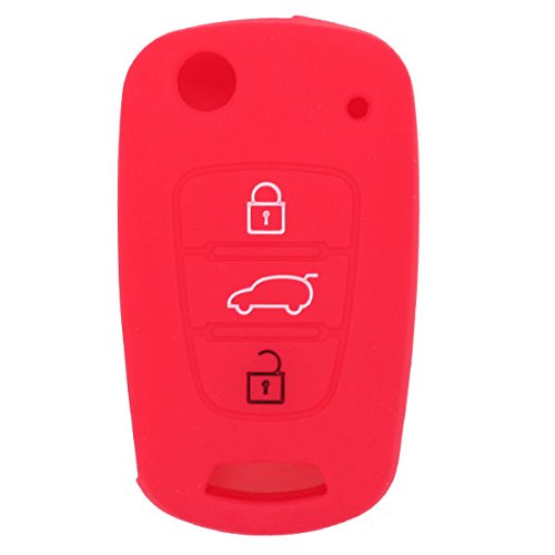 BROVACS Schlüssel Hülle Kompatibel mit Hyundai 3 Tasten Flip Fernbedienung - Silikon Schutzhülle Schlüsselhülle Cover in Rot (CV9100RD) von Fassport