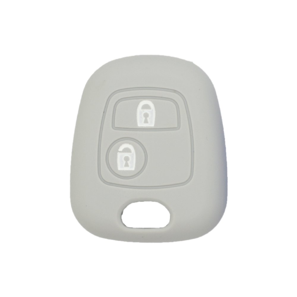 BROVACS Schlüssel Hülle Kompatibel mit Peugeot Citroen 2 Tasten Fernbedienung - Silikon Schutzhülle Schlüsselhülle Cover in Grau (CV9304GY) von Fassport
