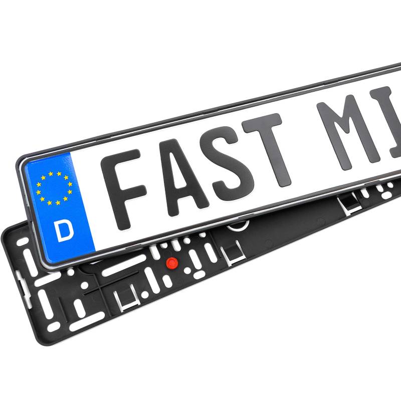 Fast Mile 2X Rahmenlose Auto Kennzeichenhalter – Mit Vibrationsdämpfer und Befestigungskit - Für Deutsche Standardkennzeichen - Größe 520 x 110 mm von Fast Mile