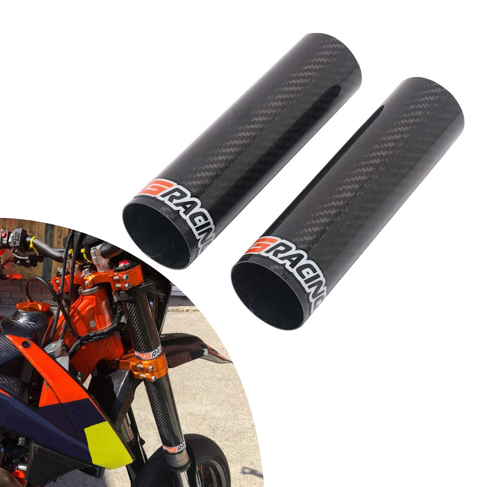 Gabelschutz Carbon Fiber Guard Protector Motorradabdeckungsschutz für die meisten Motorrad-On/Off-Road-Dirt-Bikes (240 mm) von Fast Pro