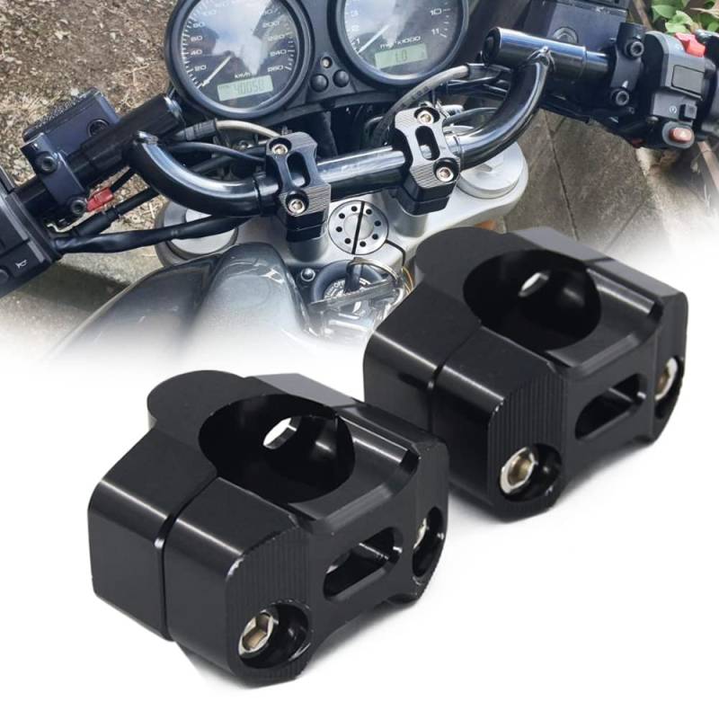 Paar Motorrad 1 1/8"CNC Motorrad Lenker Riser Mount Clamp Adapter 7/8" Austausch 1 1/8"- Schwarz von Fast Pro