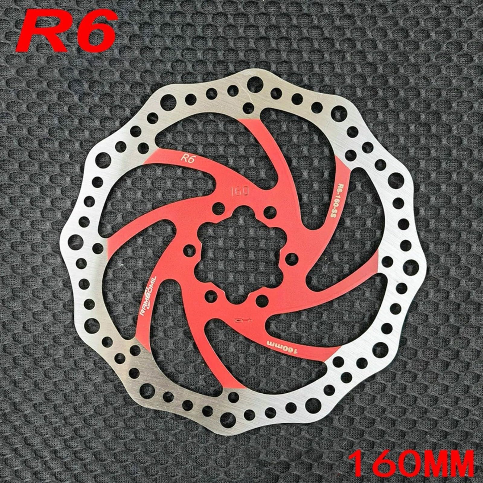 Fauhapyway Scheibenbremse für Rotor-Fahrrad, 160/180/203 mm, MTB-Fahrrad, schwimmend, 6-Bolzen, Wärmeableitung, Edelstahl, für Langstreckenfahrten, Off-Road-Fahrten (Rot 160) von Fauhapyway
