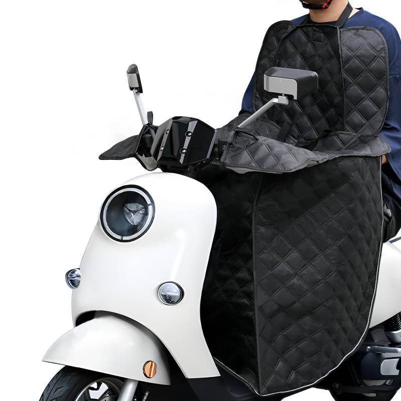 Favoto Beinschutz Rollerdecke Winter Sommer - Universal Motorroller Decke mit Handytasche Reflektionsstreifen Regenschutz Beindecke für Zweirad-Pedalbetriebene Fahrzeuge Schwarz von Favoto