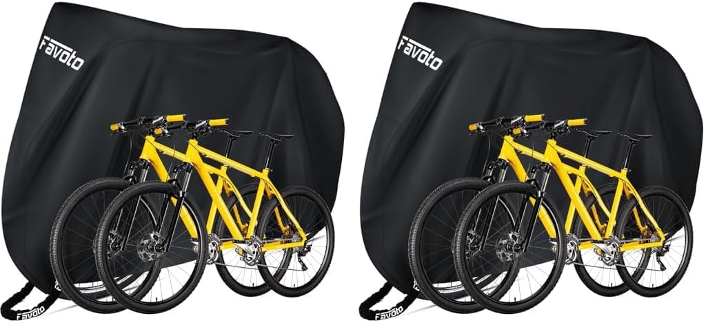 Favoto Fahrrad Abdeckplane Wasserdicht Outdoor - Oxford-Gewebe Fahrradabdeckung für MTB Mountain Road Bike Ebike Staubdicht Winddicht Sonnenschutz Kratzfest 200x70x110CM Schwarz (Packung mit 2) von Favoto
