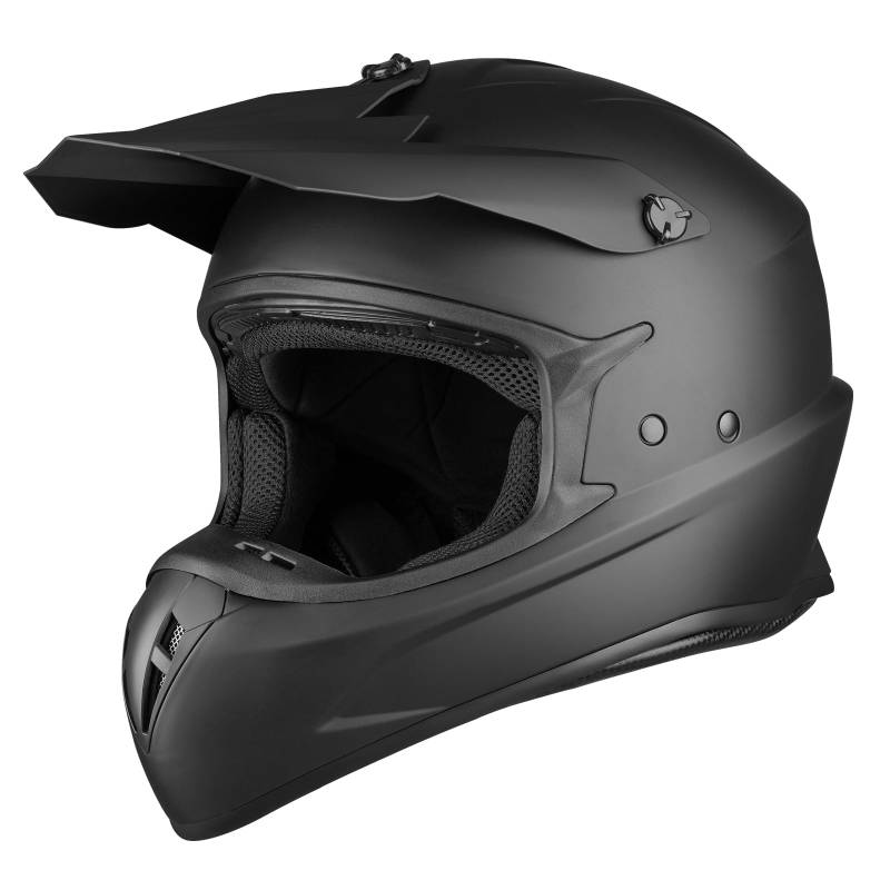 Favoto Motocrosshelm Fullface Matt schwarz - Downhill Cross Helm Erwachsene ECE 22.06 Zertifiziert für Motorrad Moped ATV UTV MTB Größe M 57-58cm (Ohne Visier) von Favoto