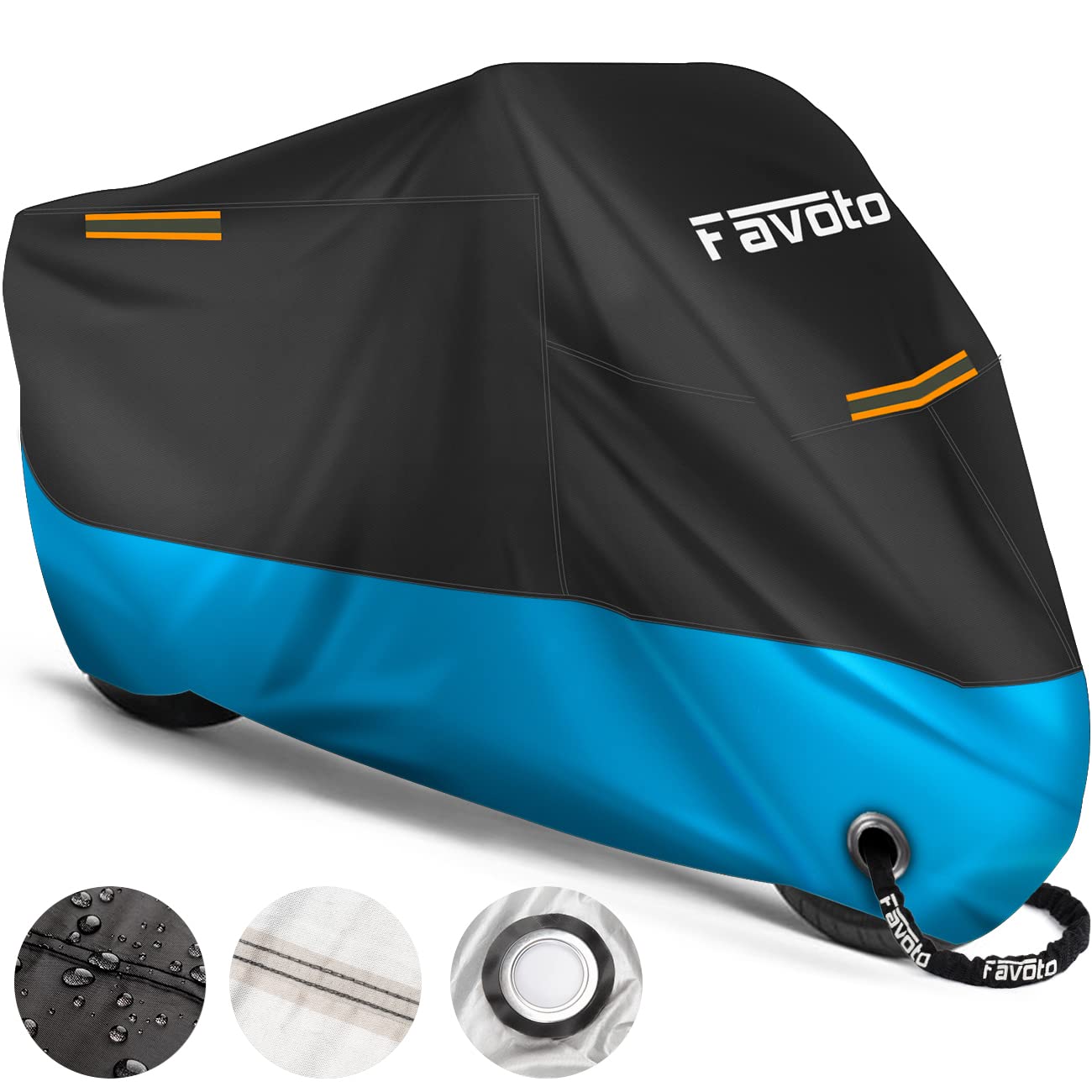 Favoto Verbesserte Version Motorradabdeckung Wasserdicht Motorrad Abdeckplane Outdoor Motorradgarage Motorroller Abdeckung Winterfest mit 2 Gürtelschnalle Schwarz-Blau 295cmx105cmx125cm Favoto Verbesserte Version Motorradabdeckung Wasserdicht Motorrad Abdeckplane Outdoor Motorradgarage Motorroller Abdeckung Winterfest mit 2 Gürtelschnalle Schwarz-Blau 295cmx105cmx125cm von Favoto