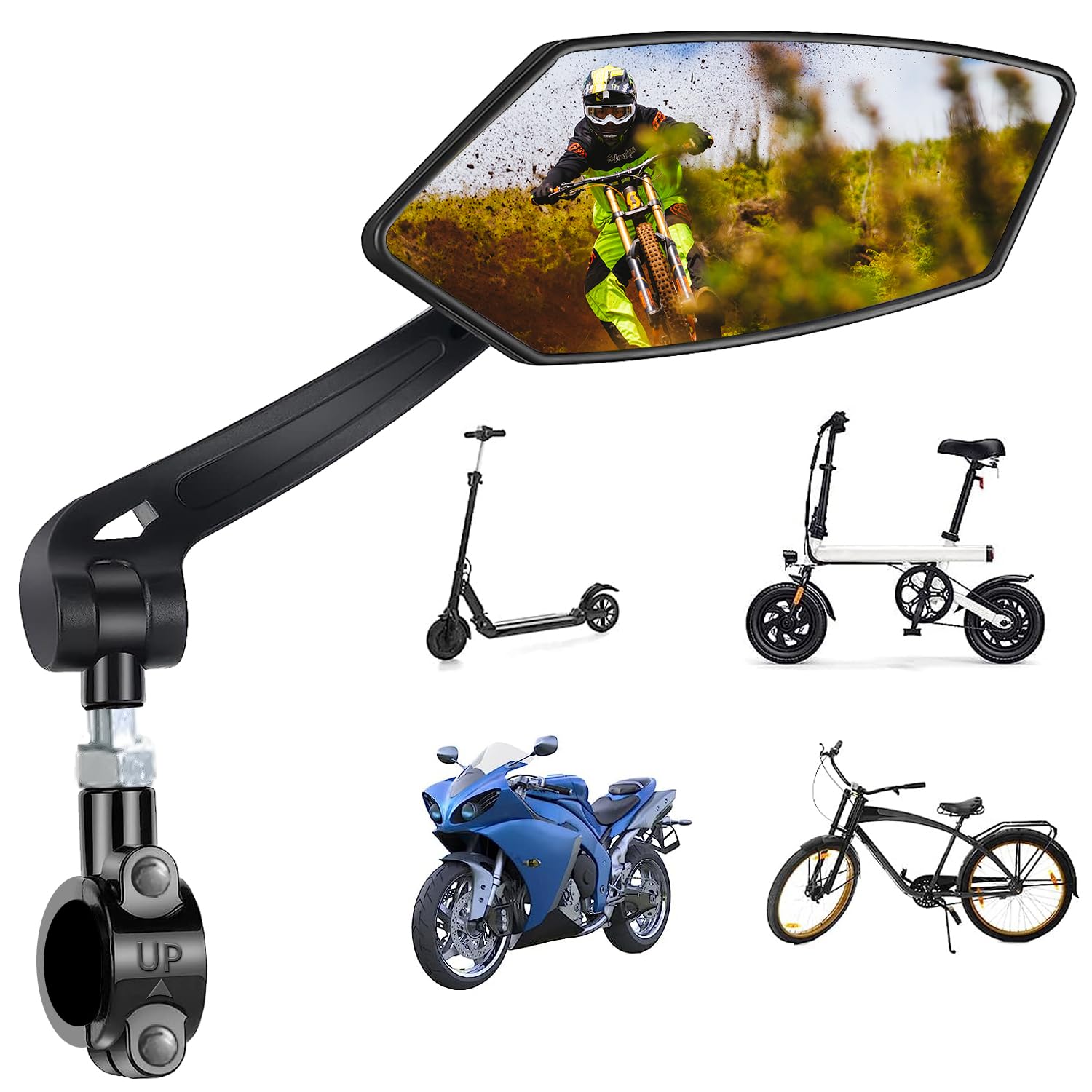 Fahrradspiegel für E-Bike Rechts Fahrrad Rückspiegel HD 360° Drehbarer Schlagfestes Spiegel Klappbar Lenkerspiegel Fahrradrückspiegel für EBike MTB Mountainbike Rennräd Lenker Zubehör Bike Mirror von Favuit