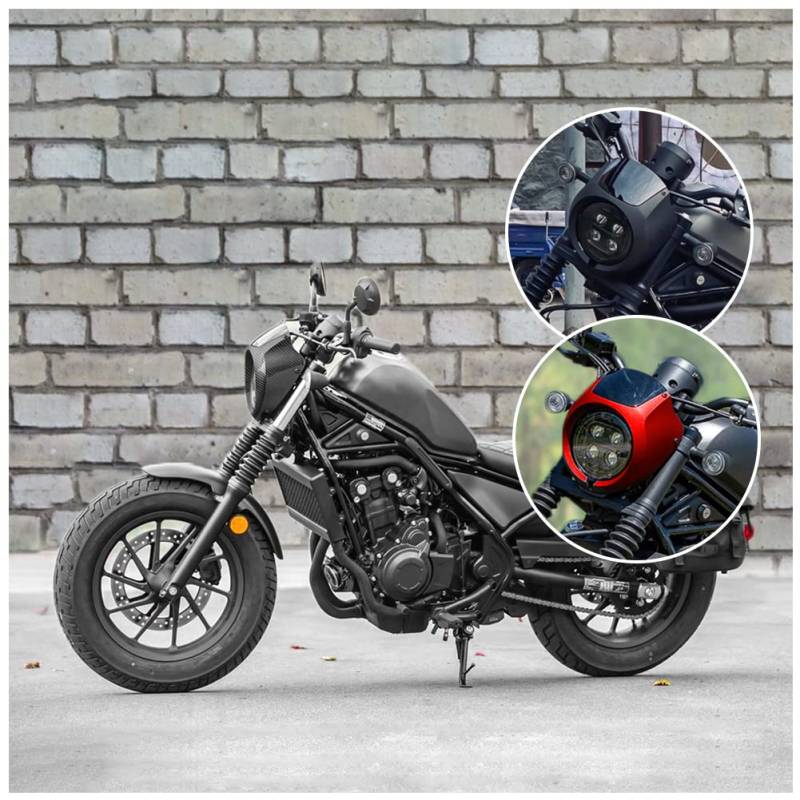 Fayedenicy Motorrad Frontscheinwerfer Verkleidung Abdeckung Windschutzscheibe Scheinwerfer Visier Maske Schutz für Rebel CMX 500 300 CM 500 CMX500 CMX300 CM500 Zubehör 2020 2021 2022 2023 (Schwarz) von Fayedenicy