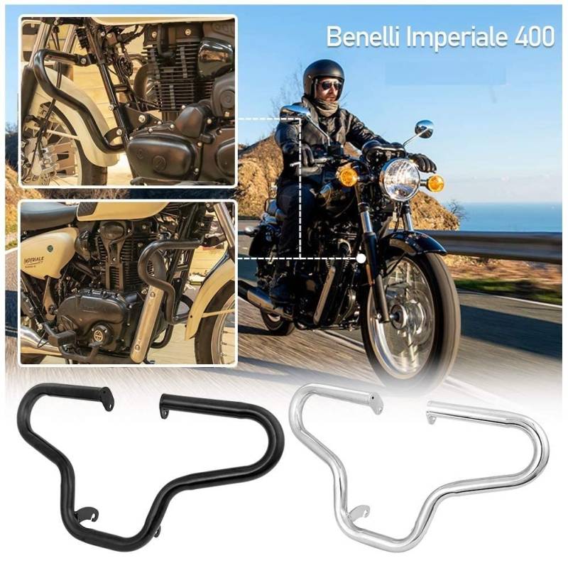 Fayedenicy Motorrad Stahl Autobahn Motorschutz Stoßstange Crash Cage Bars Rahmen Fallschutz für 19-22 Imperiale 400 Imperiale400 2019 2020 2021 2022 Motorradzubehör Teile (Chrom) von Fayedenicy